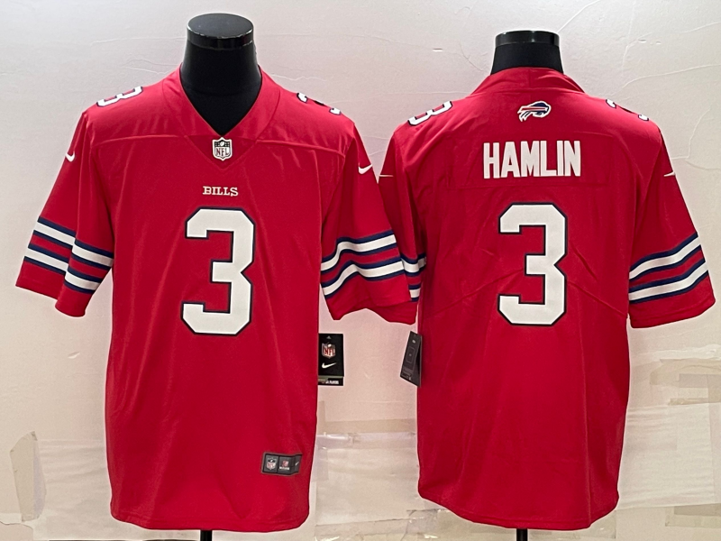 Men's Buffalo Bills Damar Hamlin #3 Red Jersey Men's Buffalo Bills Damar Hamlin #3 Red Jersey